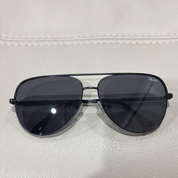 Quay Polorized High Key Black Aviator Sunglasses